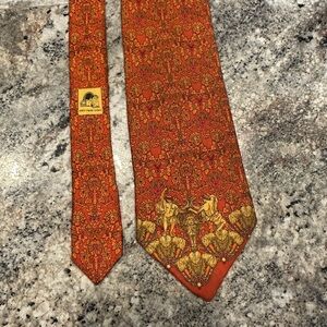 Andre Claude Canova 100% Silk Handmade In France Orange Yellow Paisley Men’s Tie